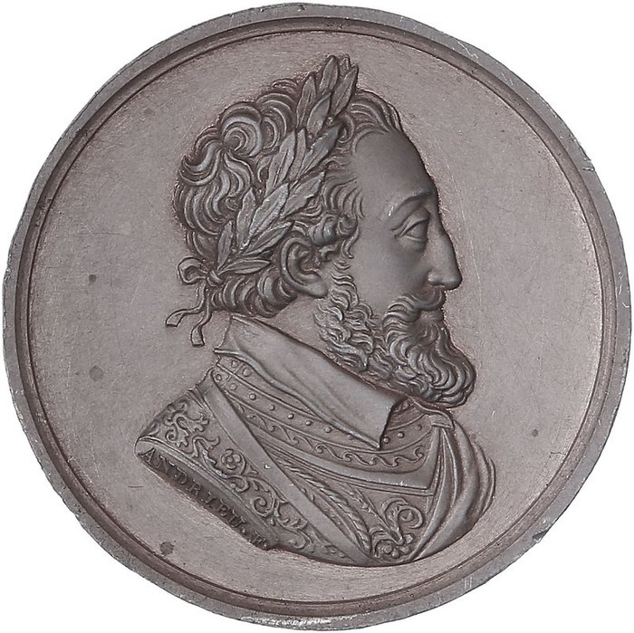 France. Médaille uniface en étain "Henri IV" par Andrieu