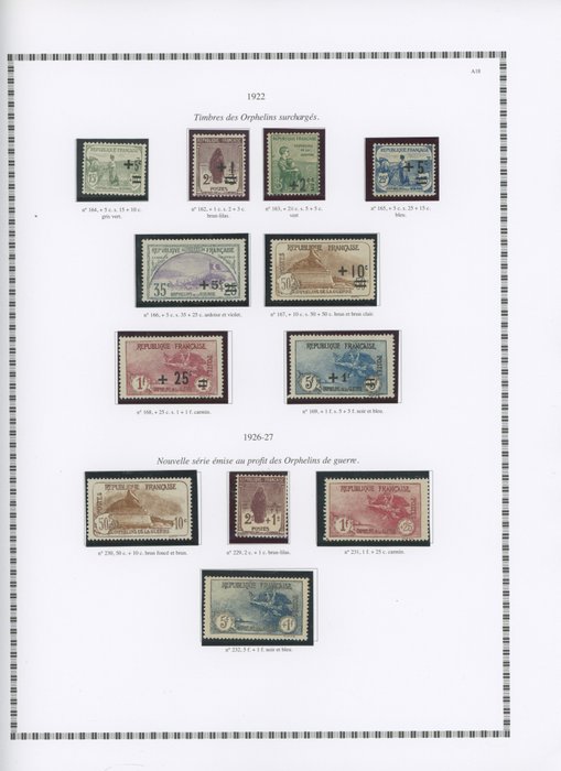 France 1922/1936 - Beautiful collection NSC SM Orphans, CA, Work T1 / T2, Gard signed Calvès,...- VALUE +5000 - - Entre les n°162 et 314