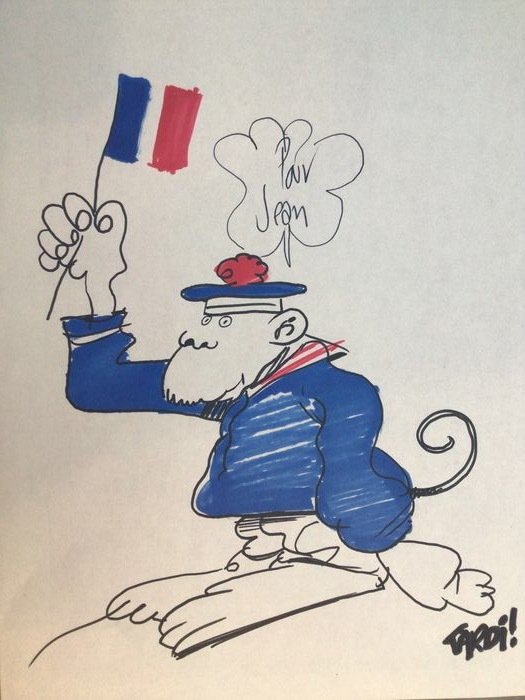 Tardi, Jacques - Dessin original couleur dédicacé - Patriotisme