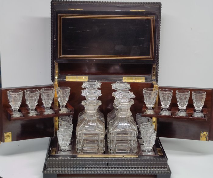 Drankkast - Napoleon III - Ebbenhout, Glas, Mahonie, Messing - Midden 19e eeuw