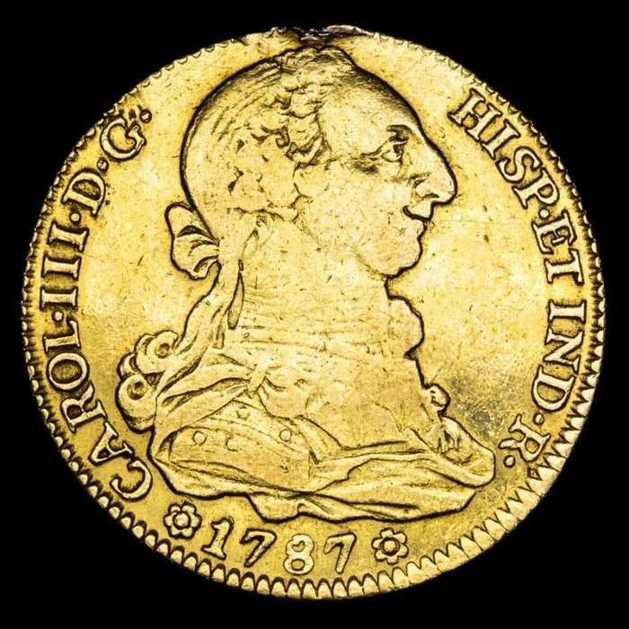 Spanien. Carlos III (1759-1788). 4 Escudos Sevilla. 1787. Ensayador C.M.