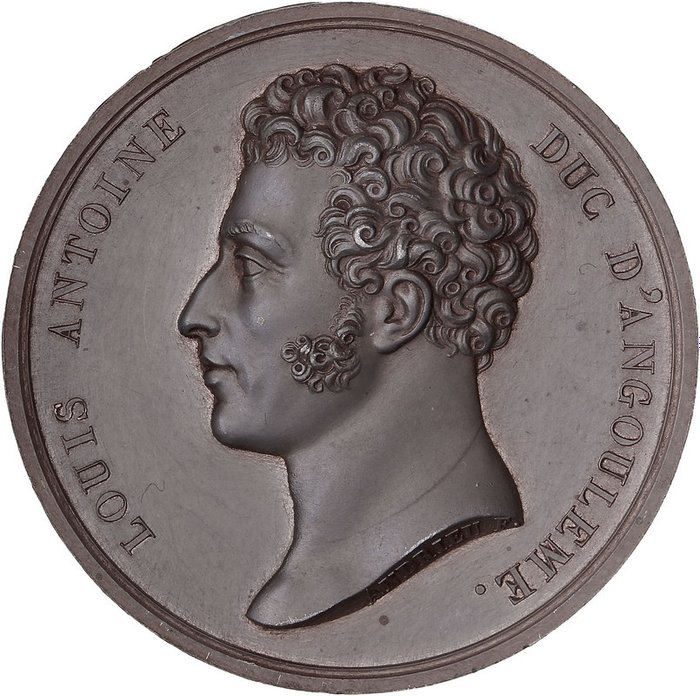 France. Médaille uniface en étain "Louis Antoine Duc d'Angoulême" par Andrieu