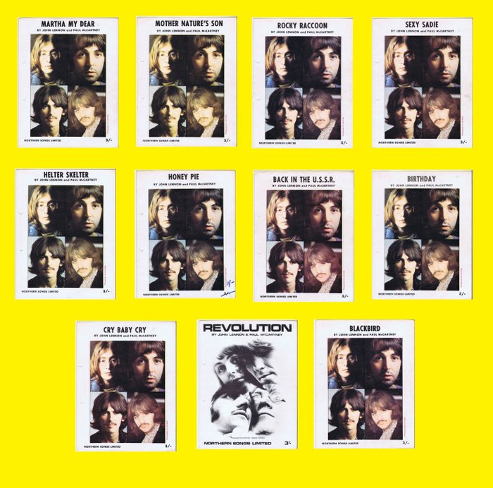 The Beatles - Lot of 11x original Sheet Music made in UK 1968 - Multiple titles - Officiële merchandise gedenkwaardigheden - 1968/1968