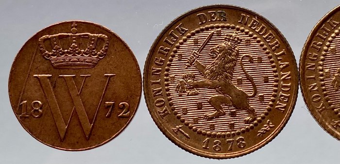 Netherlands. Willem III (1849-1890). 1/2 Cent/ 2 1/2 Cent 1872/1884 (6 stuks in nette kwaliteit)