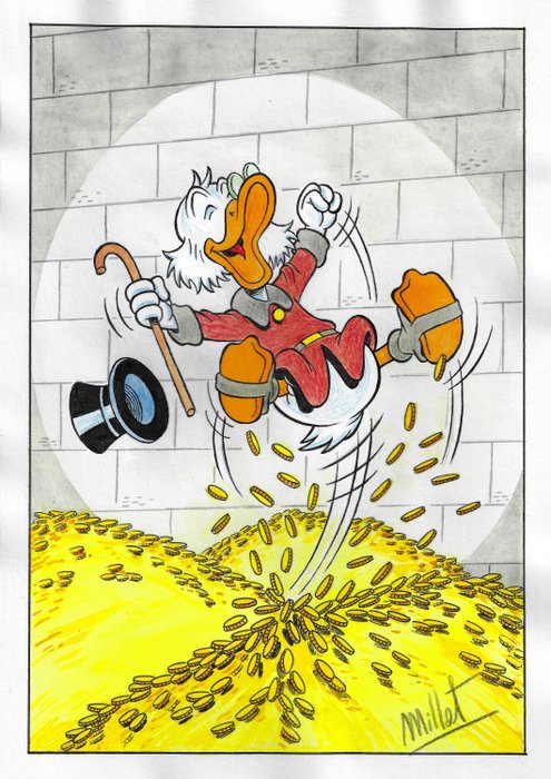 Scrooge McDuck - Original Drawing - Millet - Size: 21 x 29,5 cm