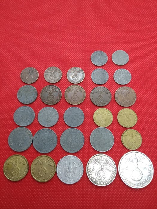 Germany, Third Reich. Lot. 1 Reichspfennig/5 Reichsmark (27 pieces).