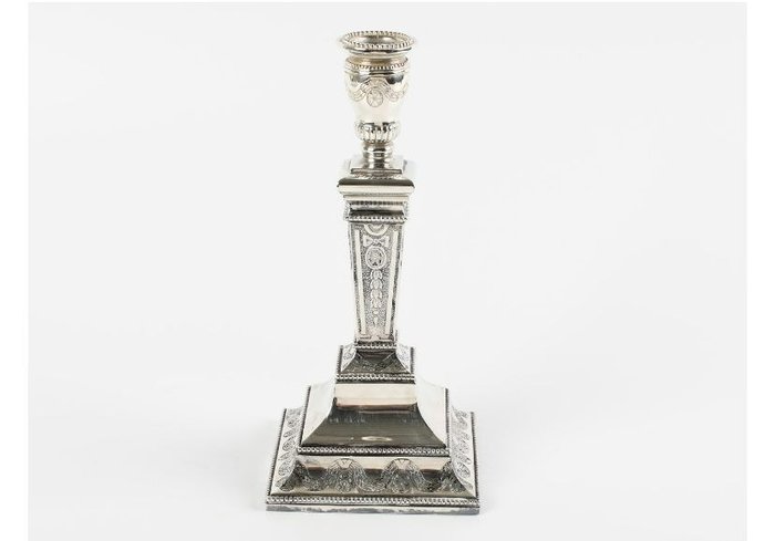 Candlestick, Silver one-light candlestick, Louis XVI style (1) - .925 silver - v. Kempen en Begeer - Netherlands - Mid 20th century