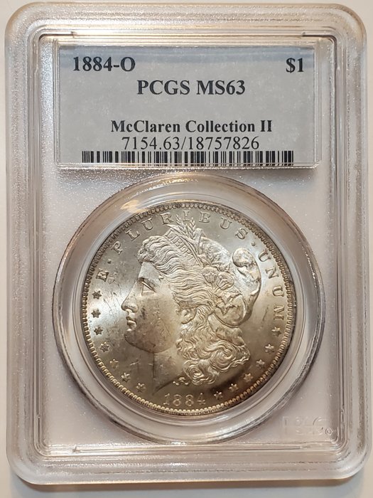 USA. Dollar (Morgan) 1884-O (New Orleans) in MS63 PCGS Slab