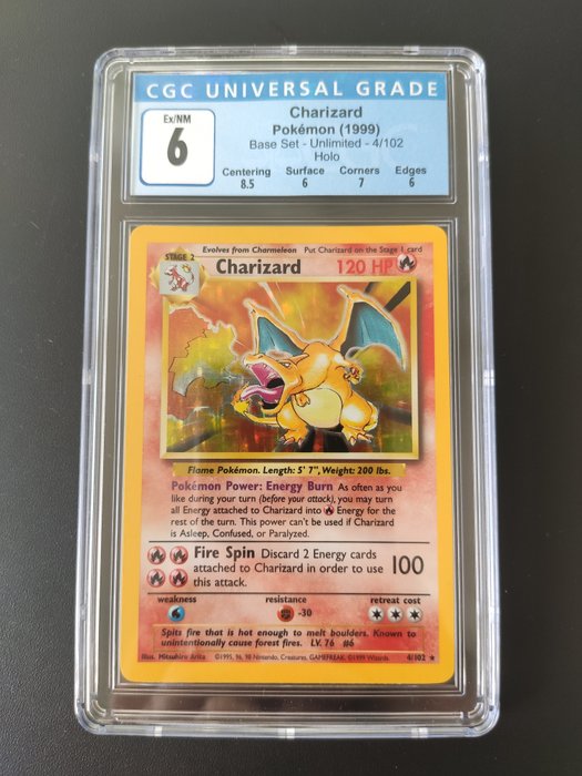 Wizards of The Coast - Pokémon - Graded Card Base Set Charizard Ex/NM - 1999