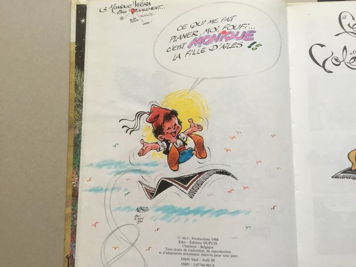 Foufi T1 - Les voleurs volants + dédicace couleur + lettre manuscrite + Vague d'ébauches - C + B - Herdruk - (1988/1990)