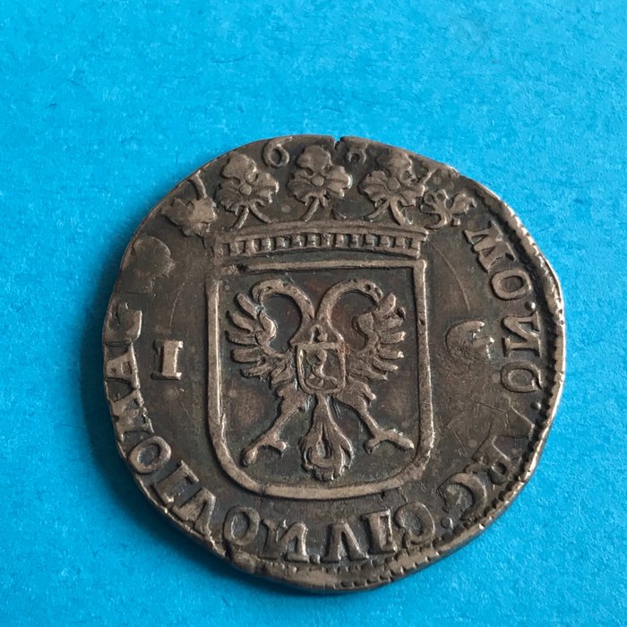 Nederland, Nijmegen. Stedelijke Gulden 1687 variant Retrogade N op keerzijde