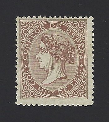 Spanje 1868 - 100 Milésimas Isabella II, well centred - Edifil nº 99