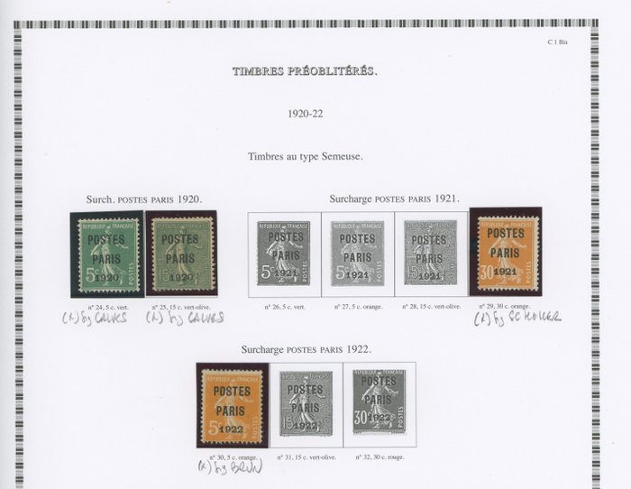 France 1920/1990 - Collection of old and SM Pre-cancelled including "Paris/France" signed Calvès/Brun