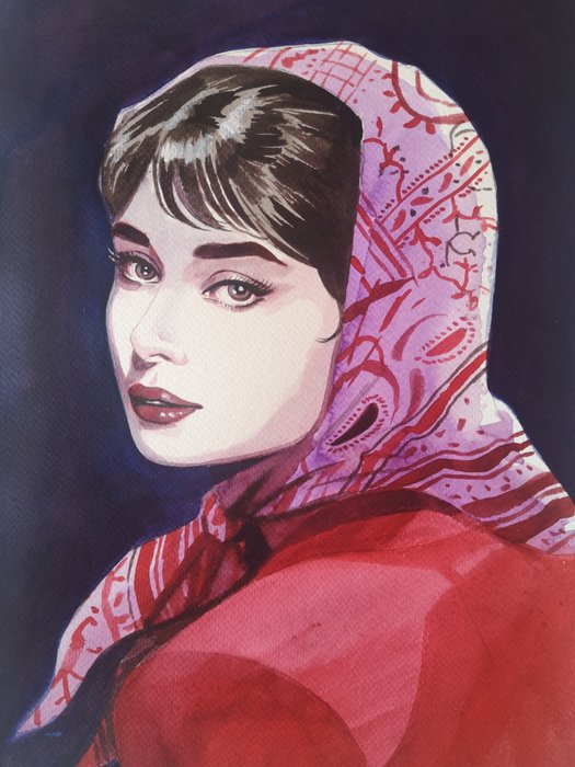 Audrey Hepburn - Julia Kendall - G. Candita - Original colour drawing - (2021)