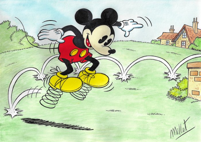Mickey Mouse - Original Drawing - Millet - Size: 21 x 29,5 cm