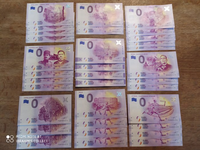European Union - 33 x 0 Euro Souvenir banknotes 2019 & 2021