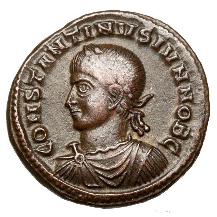 Roman Empire. Constantine II (AD 337-340). Æ Follis,  Thessalonica, VOT X