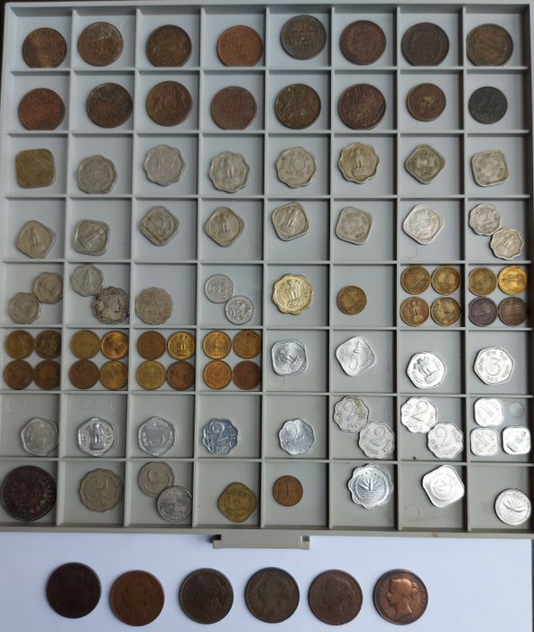 India, Azie. Lot diverse munten 1803/1976 (96 stuks)
