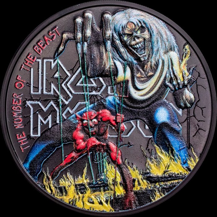 Cook-Inseln. 5 Dollars 2022 IRON MAIDEN-The Number Of The Beast 1 Oz