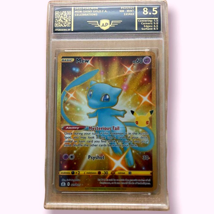 The Pokémon Company - Pokémon - Trading card Pokemon Mew Mint 8.5/10 célébration 25th anniversary 025/025 shiny gold full art - 2021