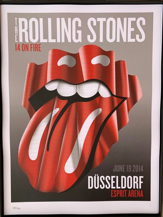 De Rolling Stones - original 14 on fire tour lithograph poster 2014-Dusseldorf-178/500 - Beperkte oplage, Officiële merchandise gedenkwaardigheden, Origineel eerste print poster - 2014/2014