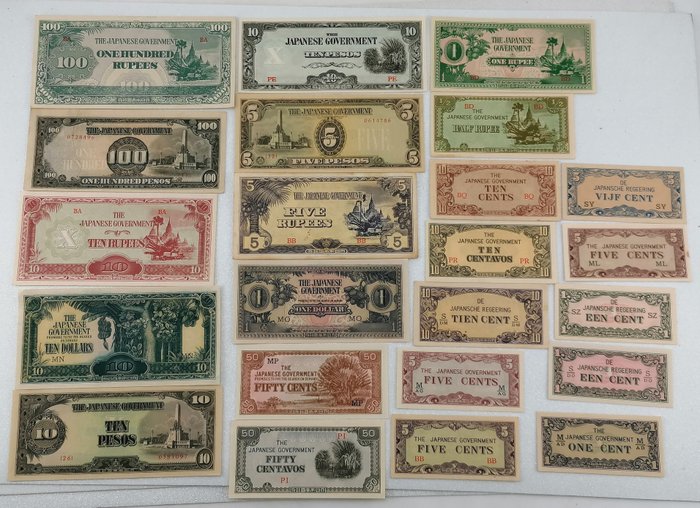 Japan - Collection of 23 Japanese occupation banknotes (JIM) - various denominations - various dates during WOII