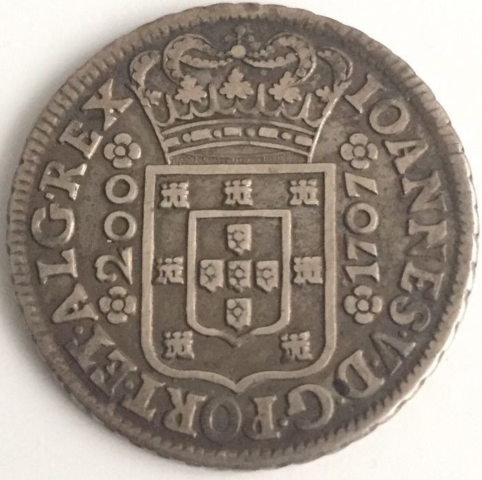 Portugal. D. João V. (1706-1750). 12 Vinténs (240 Reis) 1707 - Lisboa - Rara