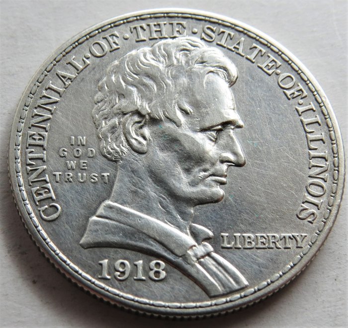 USA. Half Dollar 1918 'Illionia Centennial -Lincoln'