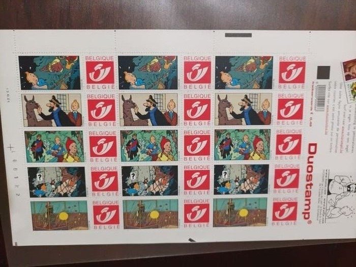 Belgien 2001 - 9 Tintin blocks, Duostamp