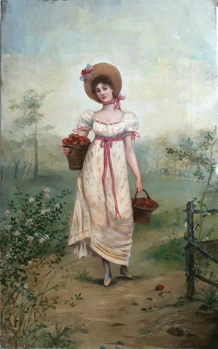European School (XIX) - Lady carrying fruit