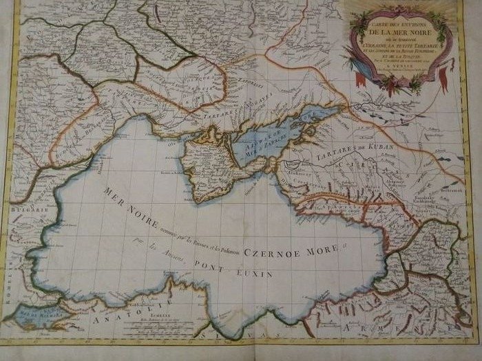 Mer Noire, Oekraïne, Rusland, Moldavië, Polen, Carte des environs de la Mer-Noire; R. Vaugondy / Santini - Carte des environs de la Mer-Noire - 1761-1780