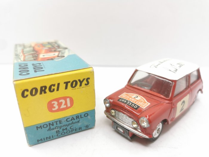 Corgi - 1:43 - Mini Cooper SA Monte-Carlo Rally 1965 avec Signature de T. Makinen et P. Easter sur le Toit - reff 321 in original box