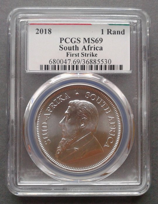 South Africa. 1 Rand 2018 PCGS MS69 First Strike  - 1 oz