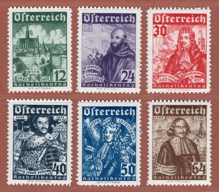 Oostenrijk 1933 - “Katholikentag” (Catholics Day), complete - ANK 557-562