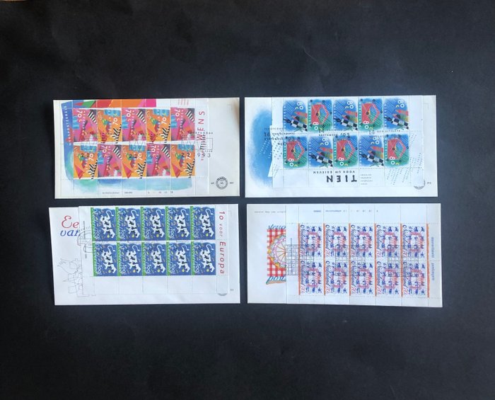 Niederlande 1993/1996 - Mini sheets of ten on FDCs - NVPH 304a, 313a, 331a, 338a