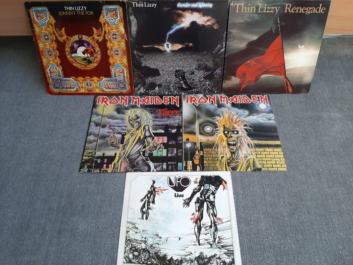 Iron Maiden, Thin Lizzy, Various Artists/Bands in Hardrock-Heavy Metal - 6 LP's - 3x Thin Lizzy / 2x Iron Maiden / 1x U.F.O. - Diverse titels - LP Album - 1972/1983