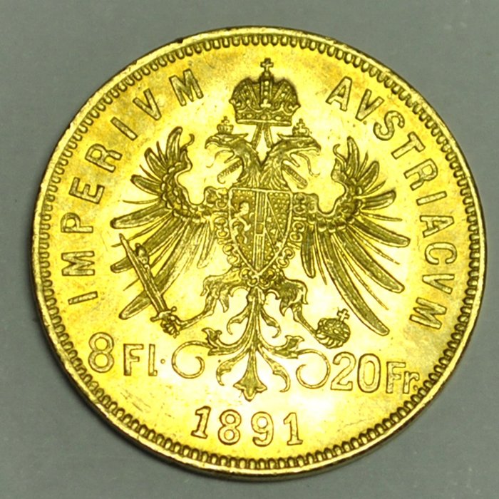 Oostenrijk. 8 Florins/20 Francs 1891 Franz Joseph I