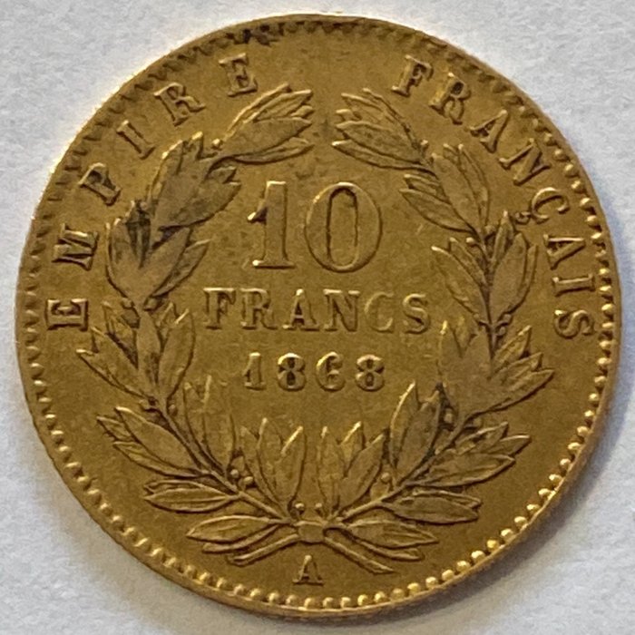 France. Napoléon III (1852-1870). 10 Francs 1868-A, Paris