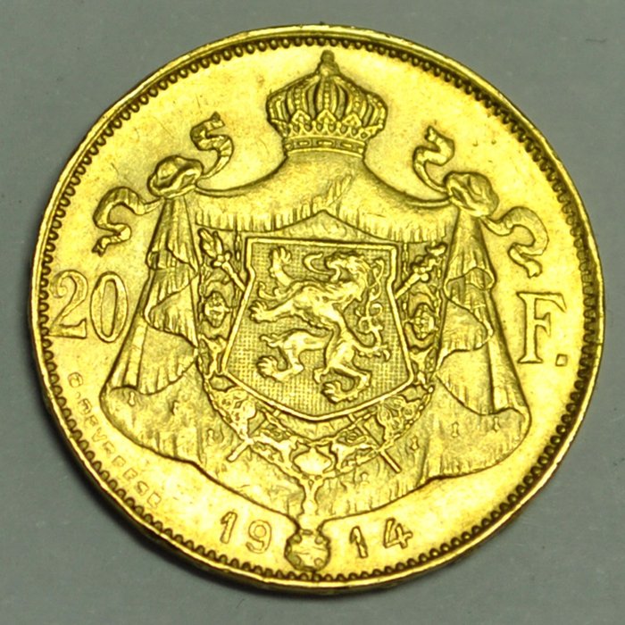 Belgien. 20 Francs 1914 Albert I