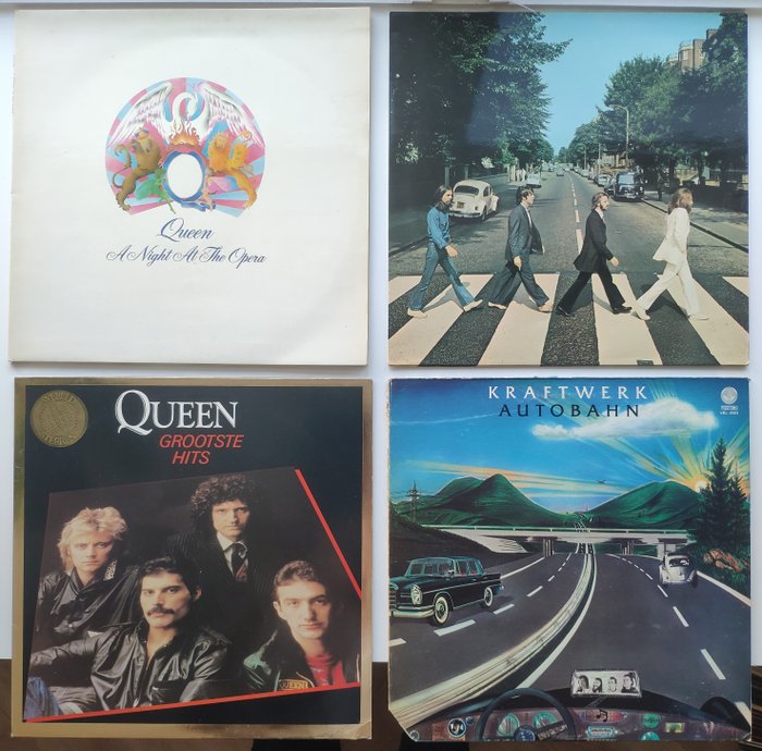 Queen, Beatles, Kraftwerk - 4 Original Albums (incl. Abbey Road) - Diverse Titel - LP's - 1970/1980