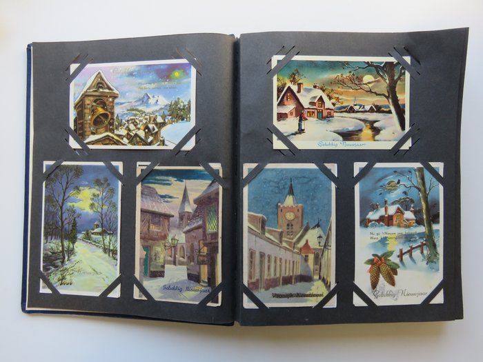 België, Nederland - Fantasie, Kerst en Nieuwjaar - Ansichtkaartenalbum (Collectie van 168) - 1900-1975