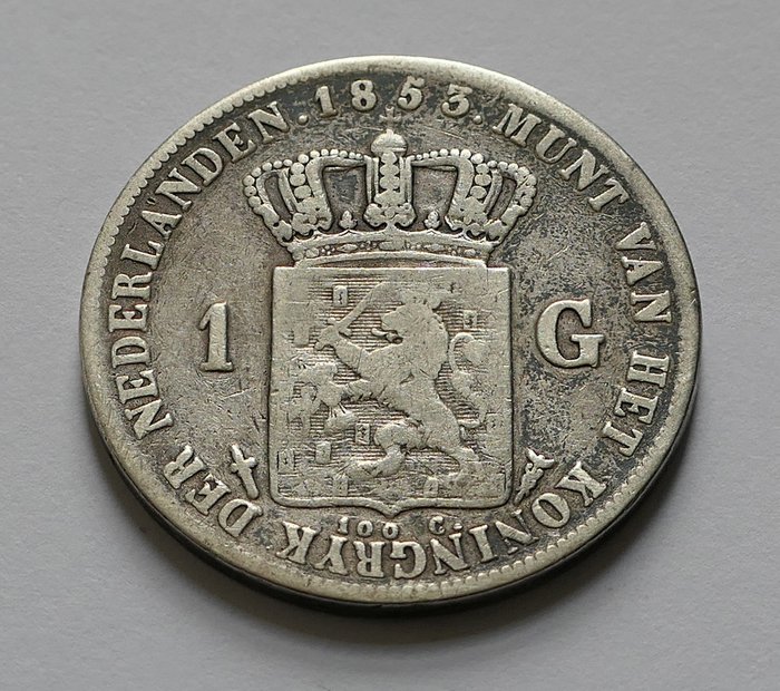 Netherlands. Willem III (1849-1890). 1 Gulden 1853