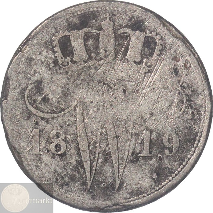 Niederlande. Willem I (1813-1840). 10 Cents 1819 Utrecht