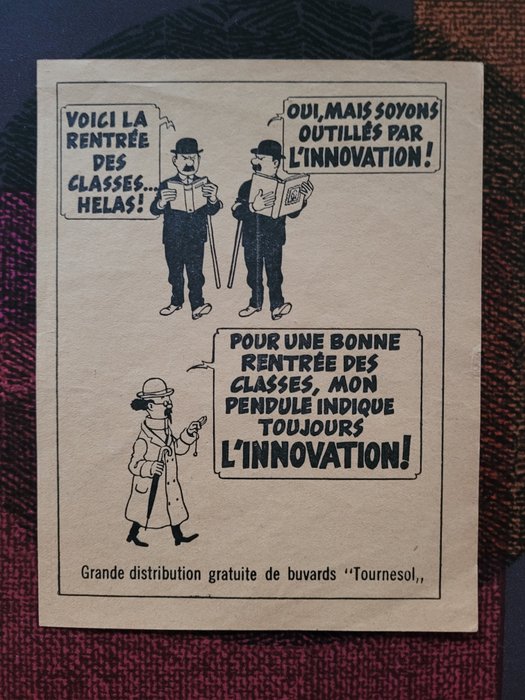 Tintin - Affichette publicitaire ¨L'innovation¨ - Tournesol et les Dupondt - (1949)