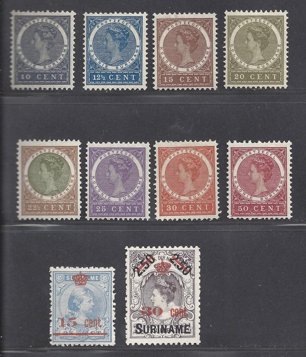 Suriname 1904/1911 - Various issues - NVPH 48/55, 62, 64
