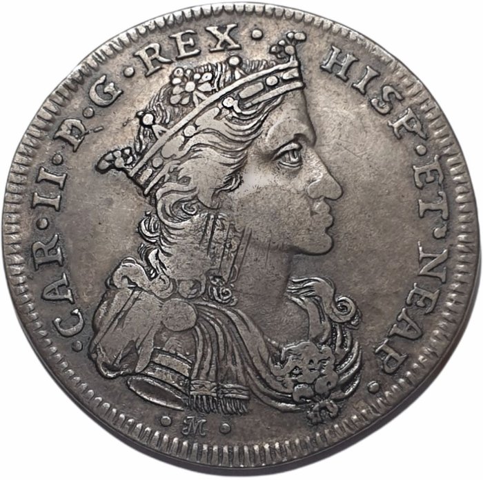 Italy, Kingdom of Naples, Spain. Carlo V (II di Spagna) (1665-1700). Mezzo Ducato da 50 Grana 1693