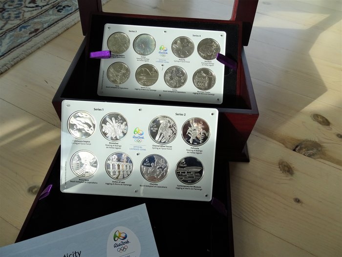 Brasilien. 5 Reals 2016 Proof 'Olympics' (16 coins)