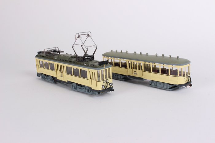 Philotrain H0 - 108B / 109B - tram cars - Brass model of an Buitenlijner Motor and Salon car - HTM