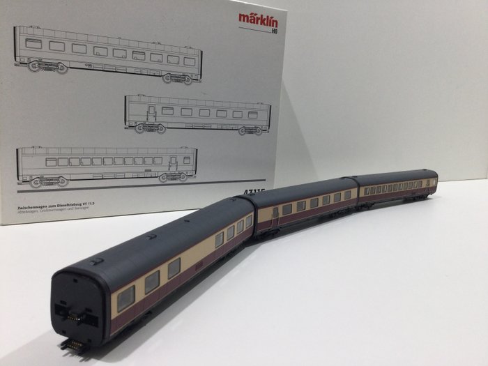 Märklin H0 - 43115 - Passenger carriage set - Extension set for the VT 11.5 TEE (37605) - DB