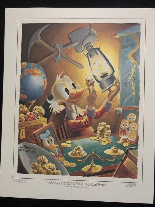 Uncle Scrooge 177/500 - Carl Barks- Uncle Scrooge "Among His Souvenirs" - Unikat